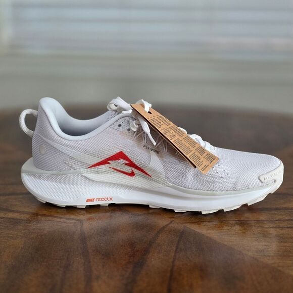 Nike ReactX Pegasus Trail 5 Hiking Running Shoes Women's 11.5 White Sail Red New - Picture 9 of 15